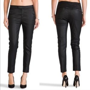 7 For All Mankind Black Pleather Slim Chino Pants